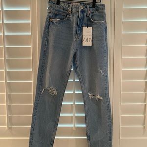 Womens blue denim ripped jeans